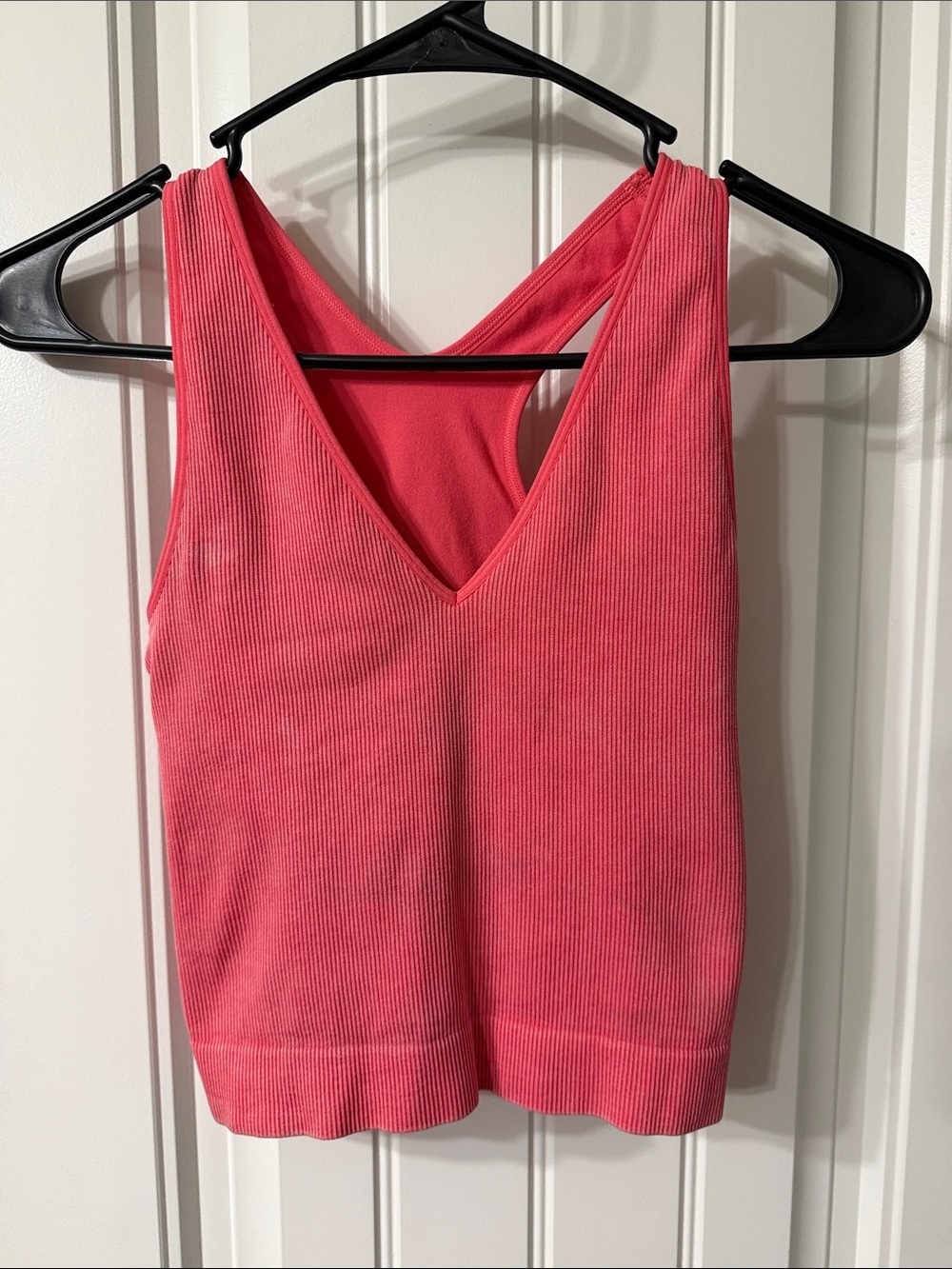 JoyLab Ribbed V-Neck Tank Top - Coral Pink